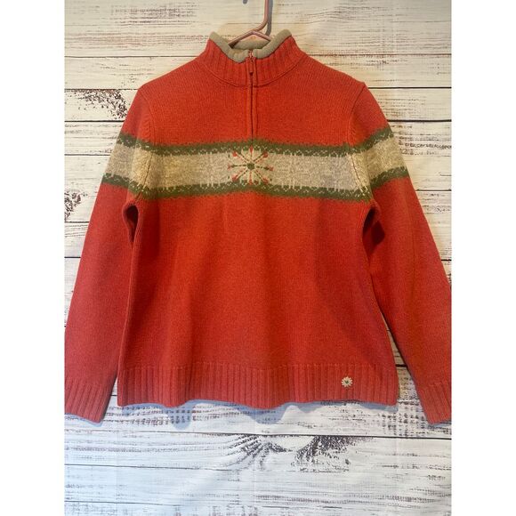 Woolrich 1/4 Zip Lambs' Wool‎ Winter Coral Heather Sweater Size M - Picture 1 of 6